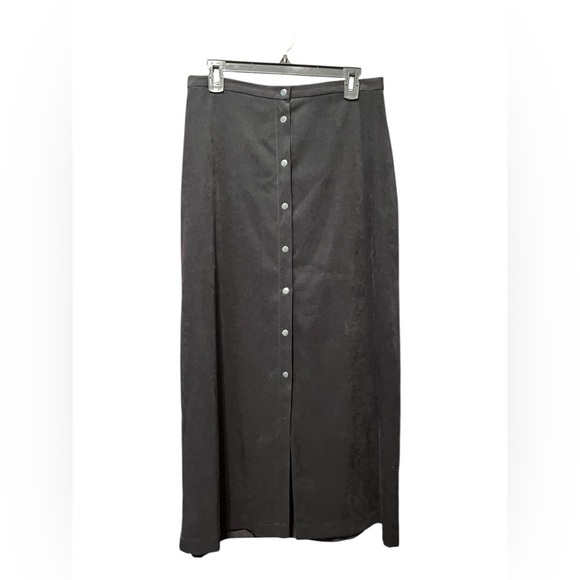 🟣Lennie LNY New York Black Faux Suede Button-Front Maxi Skirt – Size 12 - Picture 1 of 4